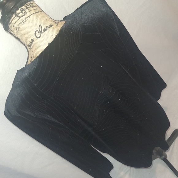 Women's K Studio  Jacket Dress MEDIUM Size 12 Black Velvet Glitter Line Design - Picture 7 of 11